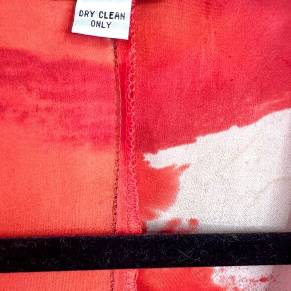 Rare KMilele Red Tie-Dye Kimono Boho Silk Top with tie fringe sleeves Sz M Gypsy - Picture 7 of 10